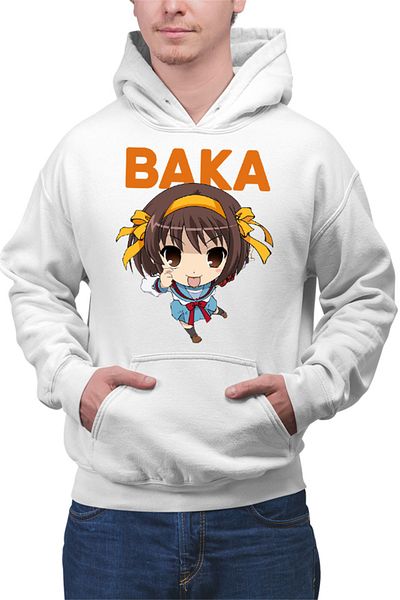 OEM Men's Hoodie Haruhi Suzumiya Baka Emoji Chibi Otaku Anime Japan