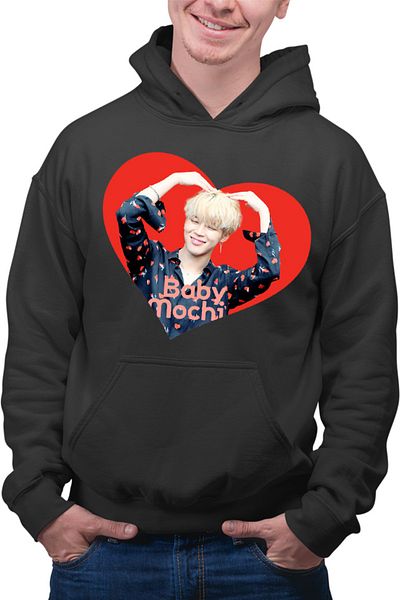 OEM Men's BTS Jimin Baby Mochi Happy Face Smile Hoodie