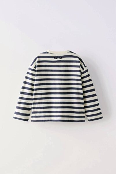 aybabykids Lacivert Çizgili Uzun Kol Sweatshirt Erkek Çocuk
