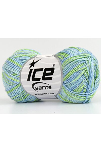 Ice yarns 8x50 جرام. SUMMER ROSE GLITZ لامع معدني، أزرق أكريليك، درجات خضراء ...