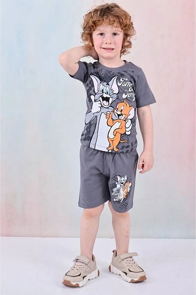 Yağmur Giyim Pjkskt Tom&Jerry Patterned Smoked Shorts Boys Short Sleeve Suit 7611-F