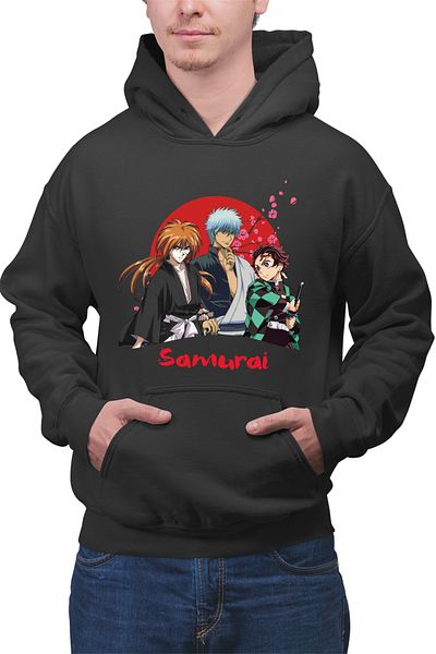OEM Men's hoodie Rurouni Kenshin Samurai Trio Text Sepuku