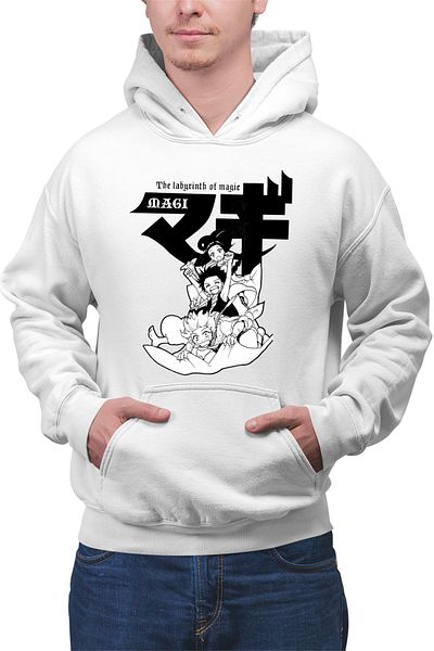OEM Hanorac barbati Magi The Labyrinth of Magic Protagonists Group Manga White Black