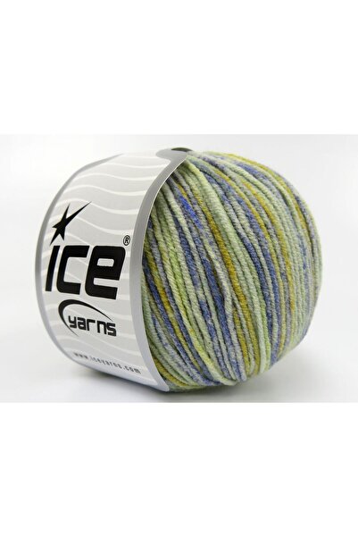 Ice yarns 8x50 جرام. خيوط صيفية من الأكريليك، أزرق قطني، ألوان أصفر وأخضر، من...