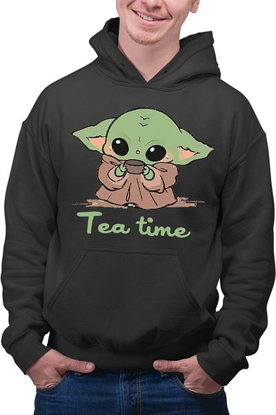 OEM Baby Yoda Tea Time Drink Coffee Men's Hoodie