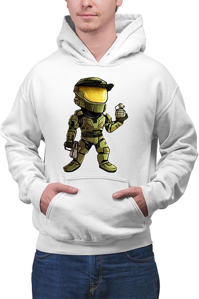 OEM Men's Hoodie Halo Grenade Combat Soldier Video Game