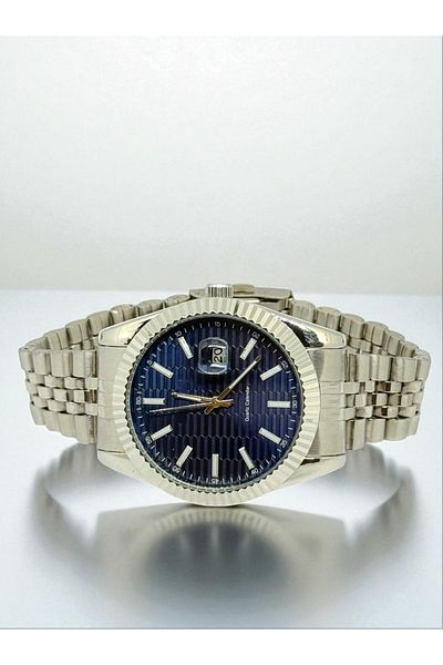 MAC CENTER Steel Men's Wristwatch--Steel Men's Wristwatch-Steel Band-Navy Blue Watch