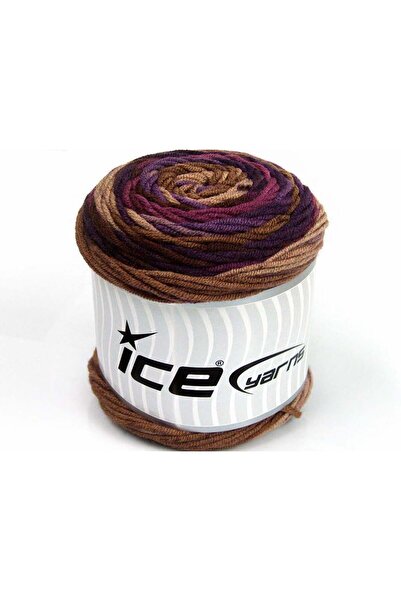 Ice yarns 3x100 جرام. ألوان أكريليك بنية من كيكز بلوس، ألوان أرجوانية شتوية، ...
