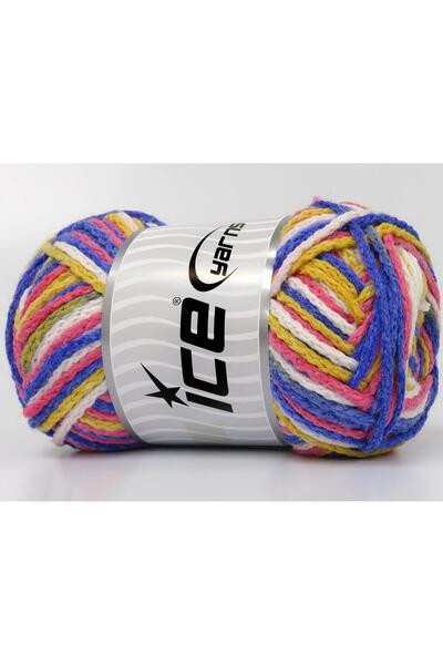 Ice yarns (4 قطع 100 جرام) بونفاير اير أكريليك 4 عبوات وردي، أزرق،