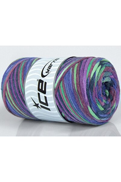 Ice yarns 1×250 جرام. خيوط قطنية طبيعية اللون 3 مم باللون الأخضر، الأرجواني، ...