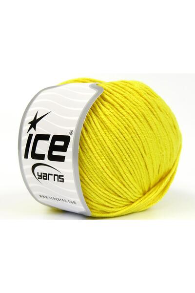 Ice yarns 4x100 جرام. صوف ميرينو فائق النعومة من الخيزران، أصفر فاخر من الخيز...
