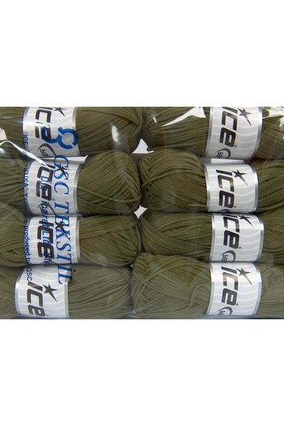 Ice yarns 8x50 جرام. قماش شينيل من الألياف الدقيقة باللون الكاكي للشتاء، شينيل