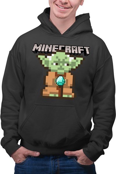 OEM Men's Hoodie Baby Yoda Minecraft Pixel Art Cute