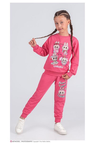 LİLLYPİCCA Girl's 2-Piece Set Long Sleeve Sweatshirt Printed - Elastic Waist Combed Cotton Trousers