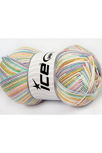 Ice yarns مجموعة من 4 خيوط من خيوط الجليد LORENA COLOR (50% قطن) بألوان قوس ق...
