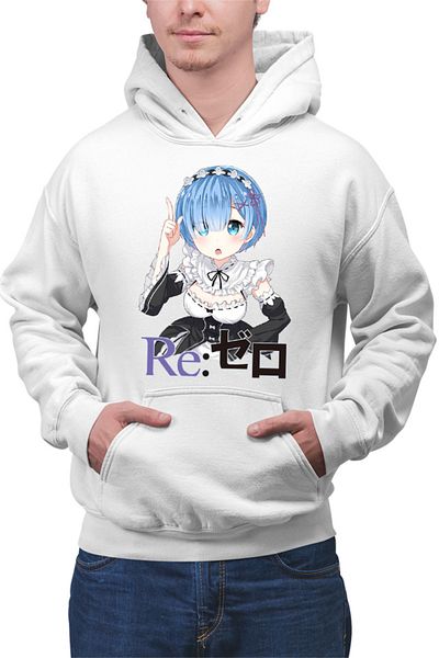 OEM Men's Hoodie Re Zero REM Doki Doki Best Waifu Demon