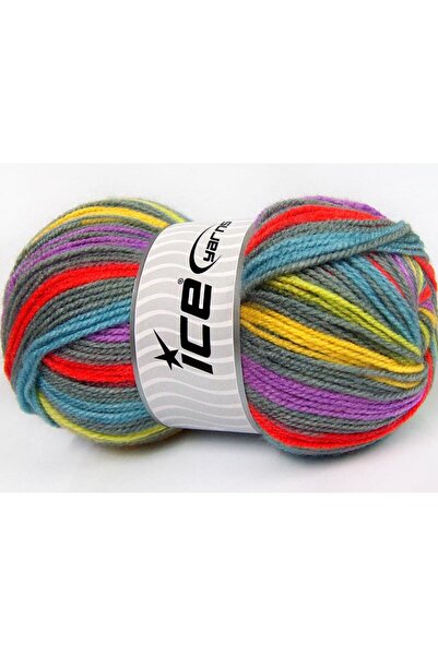 Ice yarns مجموعة من 4 × 100 جرام من خيوط الجليد، خيوط غومبال، رمادي، أحمر، أر...