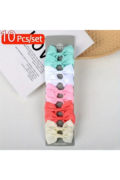 Atılgan Grp 10Pcs Bow Korean Style Cute Hair Clip