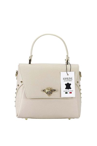 SOFILINE Cream genuine leather bag with brooch 1505A 123