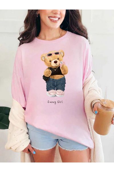 Sarah's Boutique Tricou de damă – 100% bumbac – Ursuleți de pluș „SWAG GIRL”