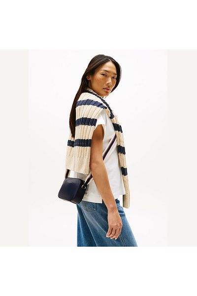 Tommy Hilfiger Th Logotape Camera Bag Geanta albastra pentru femei Aw0aw17450dw6
