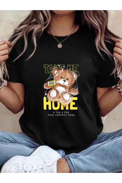 Sarah's Boutique Tricou de damă – 100% bumbac – Ursuleți de pluș „TAKE ME HOME”
