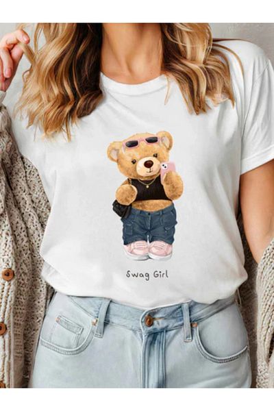 Sarah's Boutique Women's T-Shirt – 100% Cotton – Teddy Bears “SWAG GIRL”