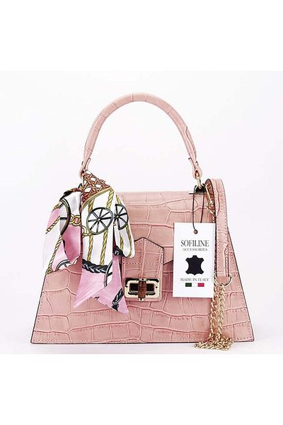 SOFILINE Pink genuine leather bag with scarf 8953 123