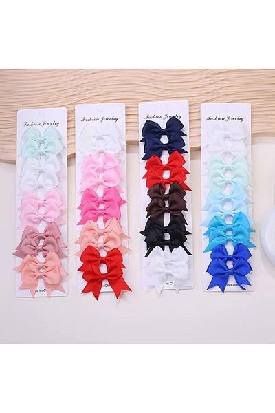 Atılgan Grp 10Pcs Cute Princess Bow Hair Clip Set - Colorful & Versatile Clip-On Children's Barrette 5 Pairs