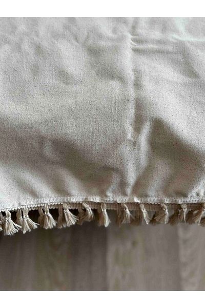 PAZARSEN Buldan Linen 100% Natural Cotton Tasseled Linen Curtain