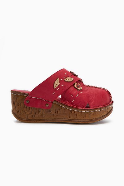 Limoya Papuci de confort cu talpă învechită din piele naturală Alto Red