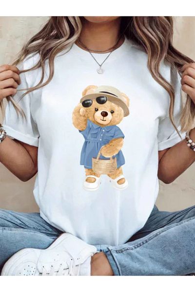 Sarah's Boutique Women's T-Shirt – 100% Cotton – Teddy Bears “SUNNY DAY”