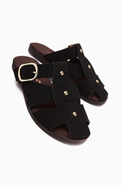 Limoya Γυναικείες παντόφλες Hima Black Comfort Buckle