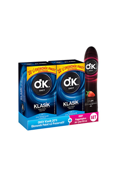 Okey Klasik 40'lı Prezervatif & Çilek Kayganlaştırıcı Jel 100 ml