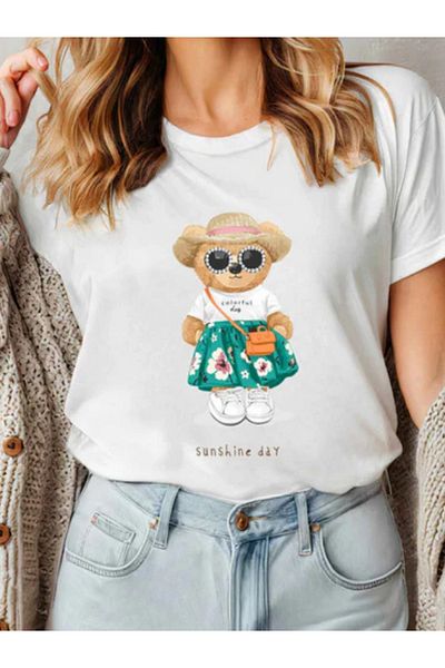 Sarah's Boutique Women's T-Shirt – 100% Cotton – Teddy Bears “SUNSHINE”