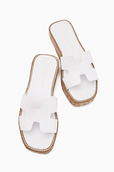 Limoya Runa White Thick Soled Women's Slippers