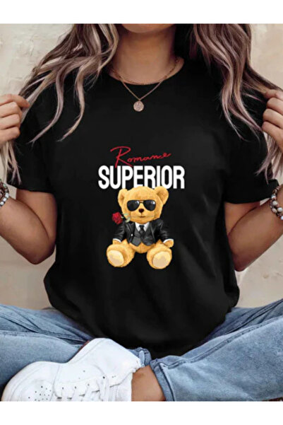 Sarah's Boutique Tricou de damă – 100% bumbac – Ursuleți de pluș „ROMANCE”