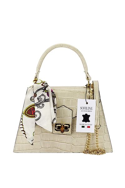 SOFILINE Beige genuine leather bag with scarf 8953 123