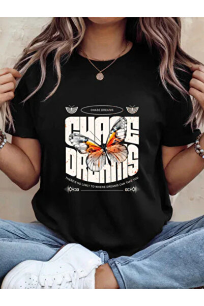 Sarah's Boutique Tricou de damă – 100% bumbac – Imprimeu minimalist animal „C...