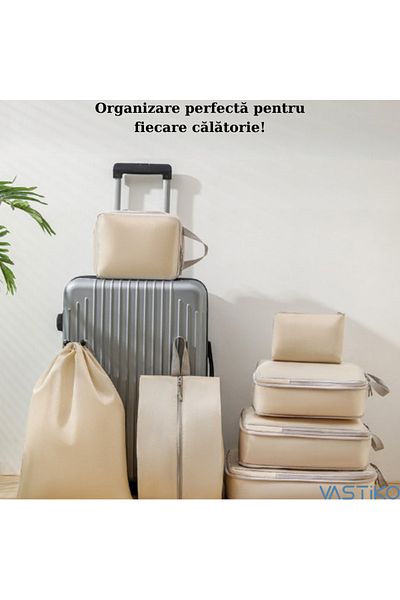 VASTiKO Premium Set of 8 Luggage Organizer Bags, Covers – Beige, Waterproof and Washable