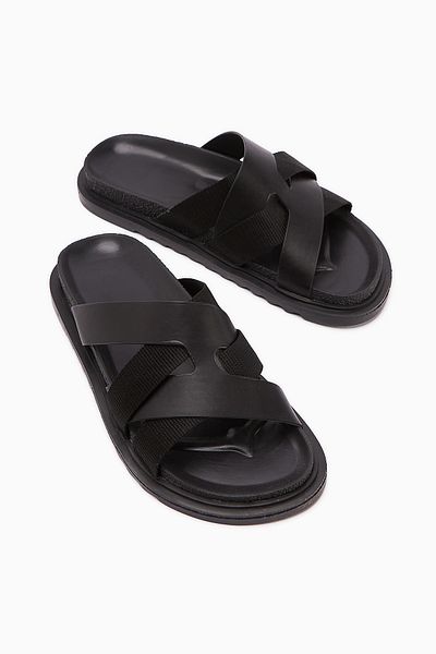 Limoya Rumi Black Cross Strap Women's Slippers