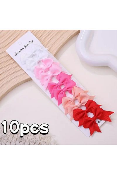 Atılgan Grp 10Pcs Cute Princess Bow Hair Clip Set - Colorful & Versatile Clip-On Children's Barrette 5 Pairs