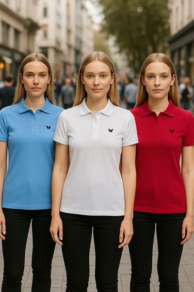 comstar Tricou de vară cu guler polo îngust pentru femei, pachet de 3