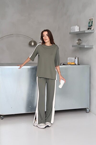 Paw Garage Жіночий літній комплект з модальної тканини з боковими смужками та...