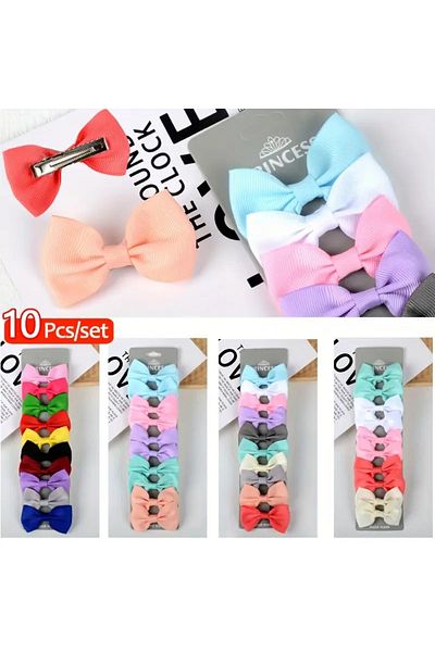 Atılgan Grp 10Pcs Bow Korean Style Cute Hair Clip