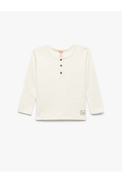 Koton Cotton Long Sleeve Button T-Shirt