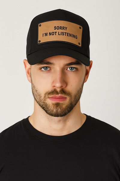 CosmoOutlet Sorry I'M Not Listening Written Adjustable Cap Model Black Men's Hat