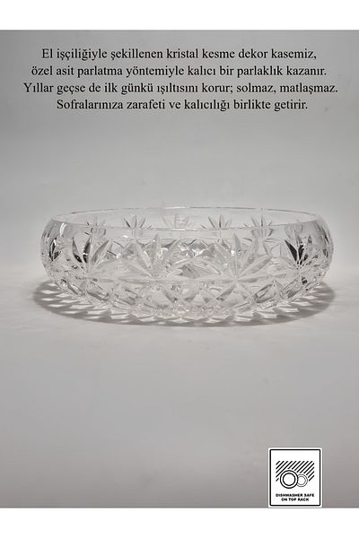 AKDEN STORE Crystal Cutting Decor Elegant Series 26 cm Tableware Glass Bowl