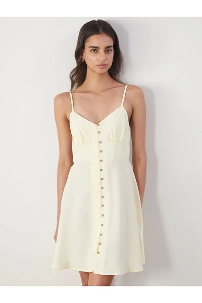 LC Waikiki Lcw Vision Yellow Heart Neck Strap Mini Dress