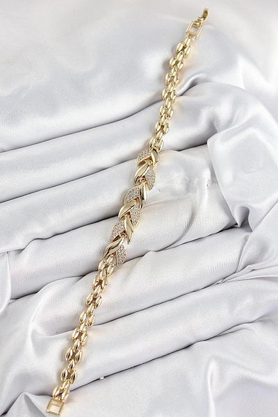 Clariss Bfs Brass Zircon Stone Fish Tail Model Gold Color Women's Bracelet